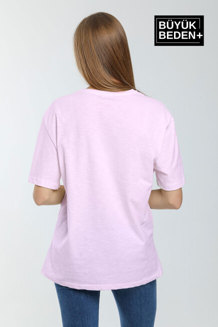 Kadın Büyük Beden New York Baskılı Bisiklet Yaka Tshırt SPR25BTSK14