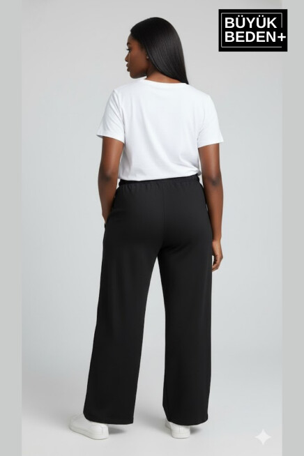 Kadın Büyük Beden New York Baskılı Rahat Kesim Paça Reçme ince Eşofman Altı SPR26EAk952-5