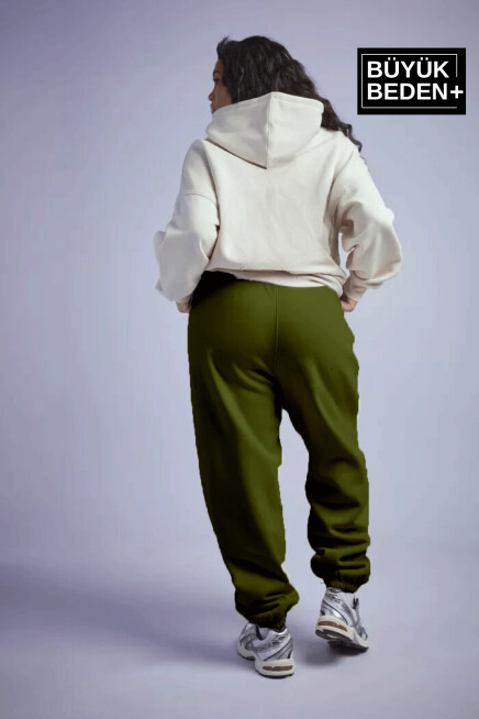 Kadın Büyük Beden Paça Lastikli New York Baskılı İnce Eşofman Altı  SPR25BEAK48