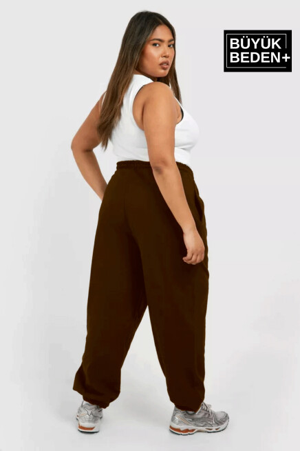 Kadın Büyük Beden Paça Lastikli New York Baskılı İnce Eşofman Altı  SPR25BEAK48