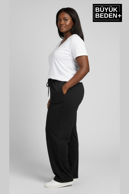 Kadın Büyük Beden Rahat Kesim Paça Reçmeli İnce Eşofman Altı SPR26EAK952