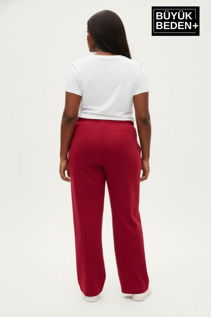 Kadın Büyük Beden Rahat Kesim Paça Reçme AR Baskılı İnce Eşofman Altı SPR26EAK952-1