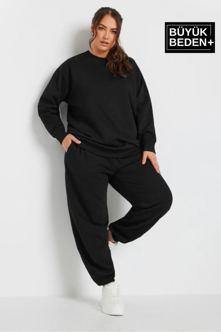 Kadın Büyük Beden Bisiklet Yaka İnce Sweatshirt SPR24BSWK56