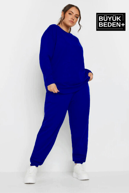 Kadın Büyük Beden Bisiklet Yaka İnce Sweatshirt SPR24BSWK56