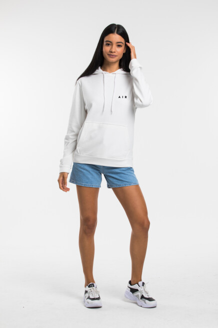 Kadın Kapşonlu Rahat Kalıp  İnce AR Baskılı Swetashırt spr24swk122