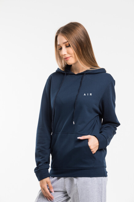 Kadın Kapşonlu Rahat Kalıp  İnce AR Baskılı Swetashırt spr24swk122