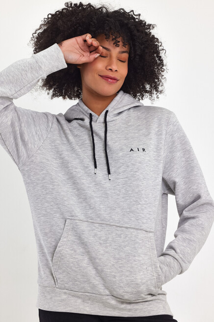 Kadın Kapşonlu Rahat Kalıp İçi Polarlı 3 iplik  Air Nakışlı Swetashırt spr24swK07