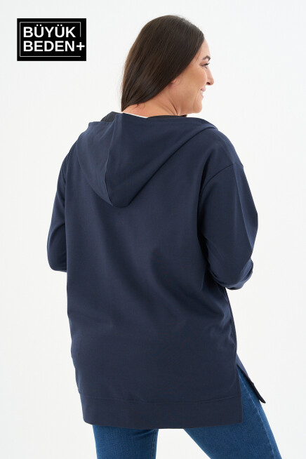 Kadın Tunik Büyük Beden Fermuarlı Kapşonlu Sweat Hırka SPR26BTK955