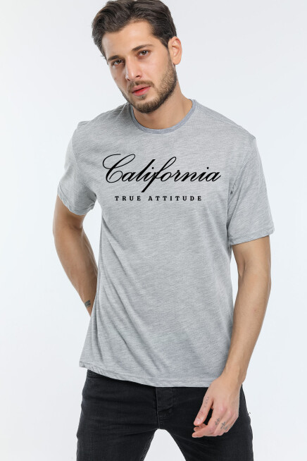 Erkek Bisiklet Yaka El Yazılı Brooklyn Baskılı Tshirt SPR25TS32