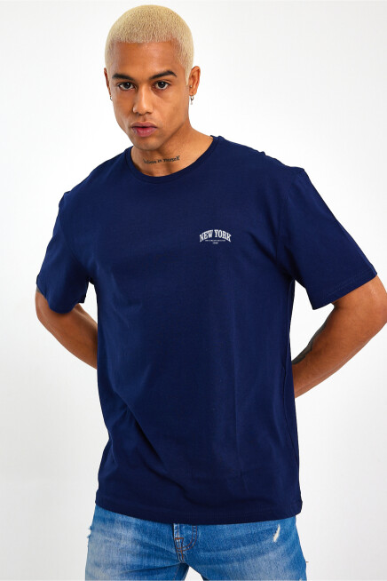Erkek Bisiklet Yaka  New York Baskılı Tshirt SPR25TS29