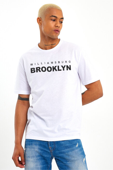 Erkek Bisiklet Yaka Willams.Brooklyn Baskılı Tshirt SPR25TS31