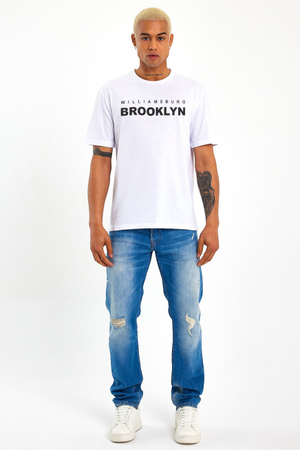 Erkek Bisiklet Yaka Willams.Brooklyn Baskılı Tshirt SPR25TS31