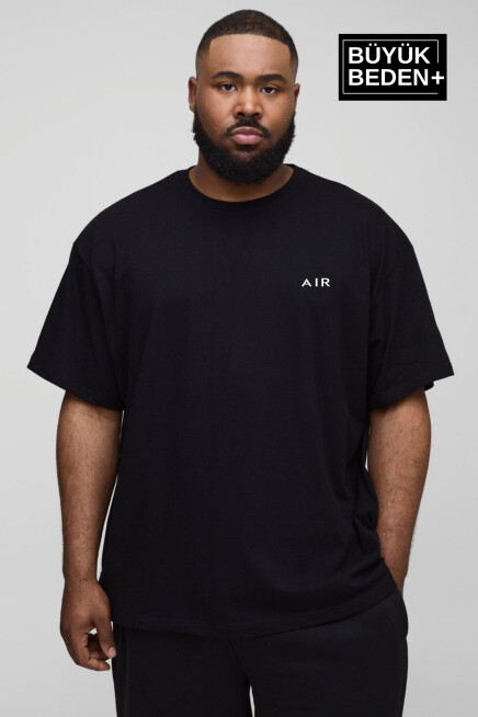 Erkek Büyük Beden Air Baskılı Bisiklet Yaka Tshırt SPR25BTS901