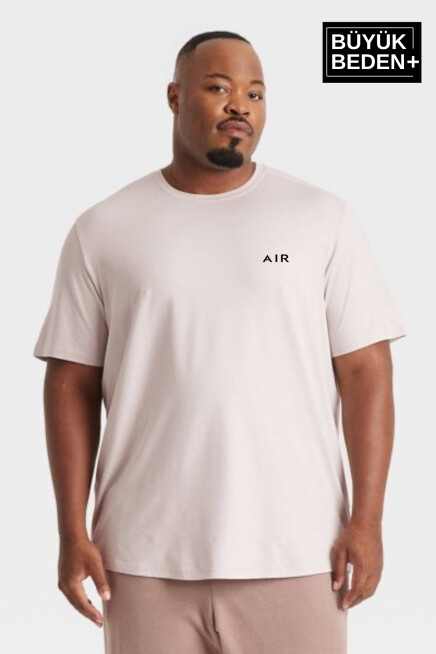 Erkek Büyük Beden Air Baskılı Bisiklet Yaka Tshırt SPR25BTS901