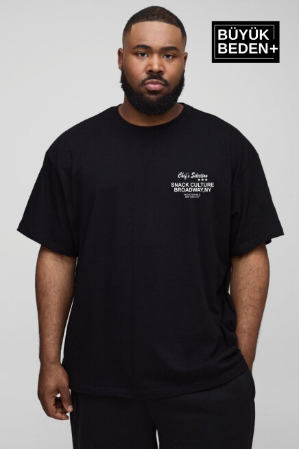 Erkek Büyük Beden Chefs Selection Baskılı Bisiklet Yaka Tshırt SPR25BTS908
