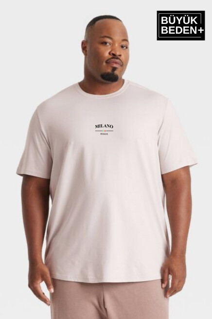 Erkek Büyük Beden Milano İtalia Baskılı Bisiklet Yaka Tshırt SPR25BTS907