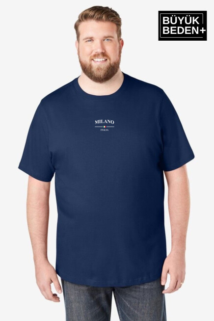Erkek Büyük Beden Milano İtalia Baskılı Bisiklet Yaka Tshırt SPR25BTS907