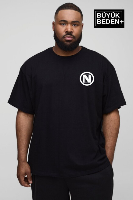 Erkek Büyük Beden N Baskılı Bisiklet Yaka Tshırt SPR25BTS902