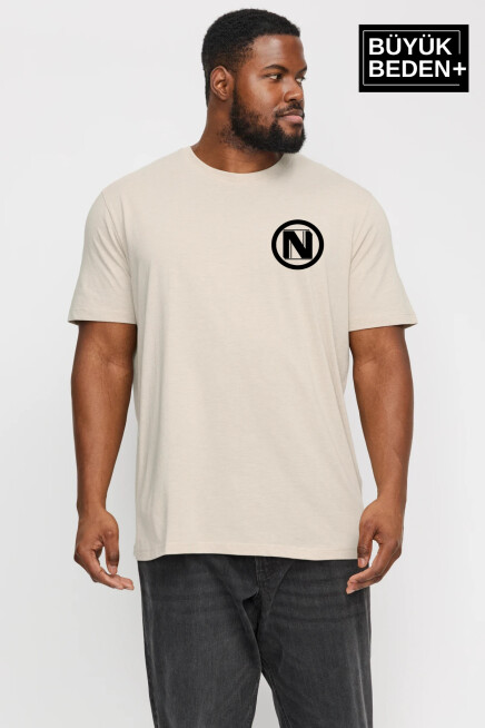 Erkek Büyük Beden N Baskılı Bisiklet Yaka Tshırt SPR25BTS902