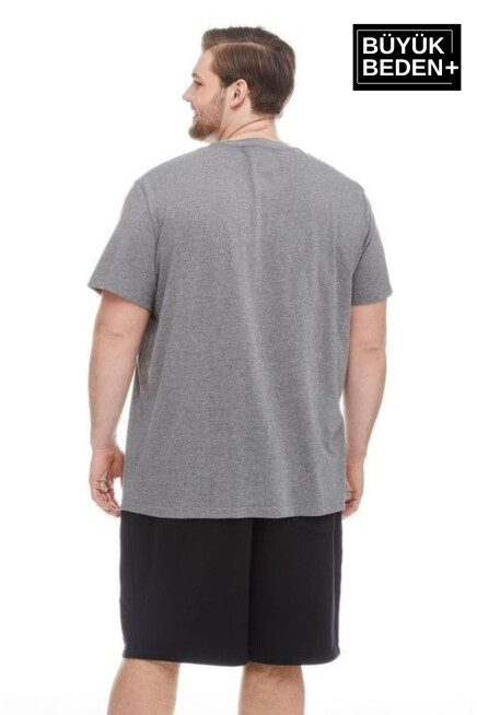 Erkek Büyük Beden New York Baskılı Bisiklet Yaka Tshırt SPR25BTS14