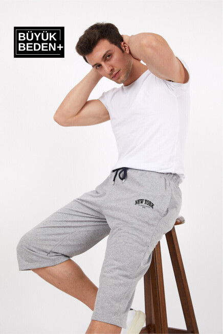 Erkek Büyük Beden New York Baskılı Standart &Regular Kalıp Şort SPR25BSR087