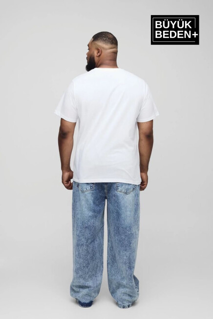 Erkek Büyük Beden Willams.Brooklyn Baskılı Bisiklet Yaka Tshırt SPR25BTS15