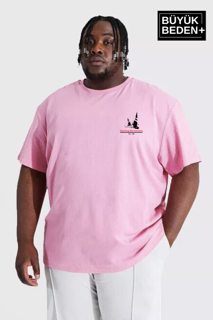 Erkek Büyük Beden Yelken Baskılı Bisiklet Yaka Tshırt SPR25BTS903