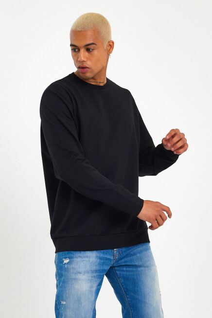 Süperlife Erkek Gri Bisiklet Yaka Ribanalı Regular Fit Sweatshirt spr26swk930