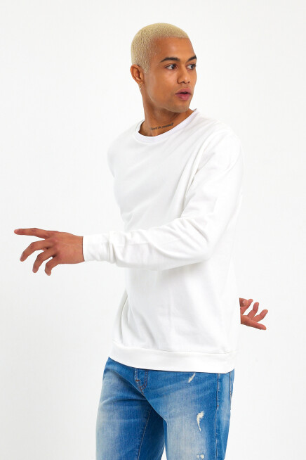 Süperlife Erkek Gri Bisiklet Yaka Ribanalı Regular Fit Sweatshirt spr26swk930