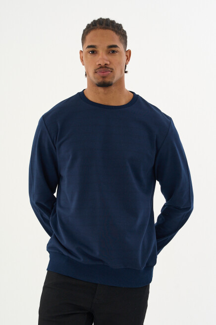 Süperlife Erkek Gri Bisiklet Yaka Ribanalı Regular Fit Sweatshirt spr26swk930