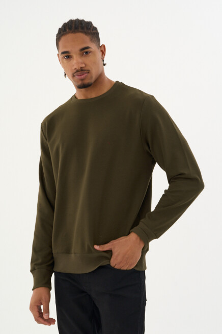 Süperlife Erkek Gri Bisiklet Yaka Ribanalı Regular Fit Sweatshirt spr26swk930