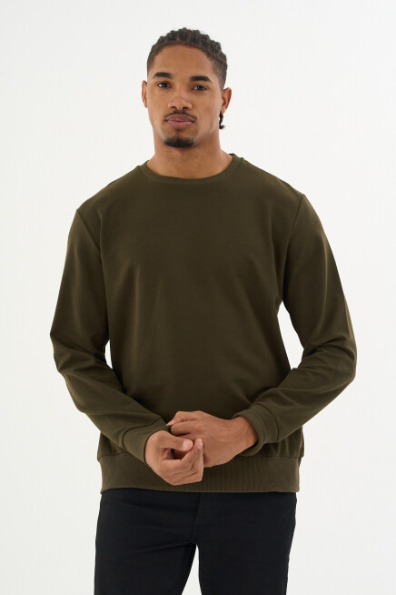 Süperlife Erkek Gri Bisiklet Yaka Ribanalı Regular Fit Sweatshirt spr26swk930