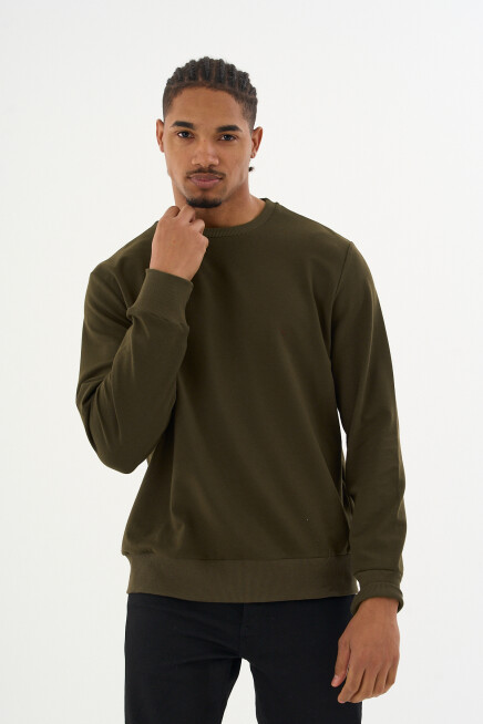 Süperlife Erkek Gri Bisiklet Yaka Ribanalı Regular Fit Sweatshirt spr26swk930