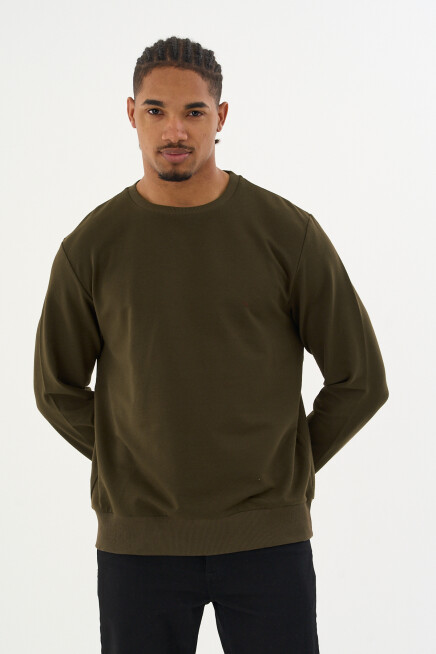 Süperlife Erkek Gri Bisiklet Yaka Ribanalı Regular Fit Sweatshirt spr26swk930