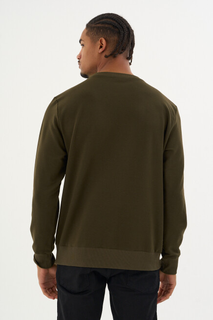 Süperlife Erkek Gri Bisiklet Yaka Ribanalı Regular Fit Sweatshirt spr26swk930