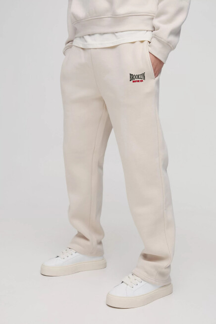 Erkek İçi Polarlı 3 iplik Kalın B.Brooklyn Baskılı Eşofman Altı SPR25EA96