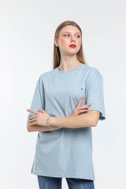 Süperlife Kadın Bisiklet Yaka Regular Fit Baskılı Tişort SPR21YK23