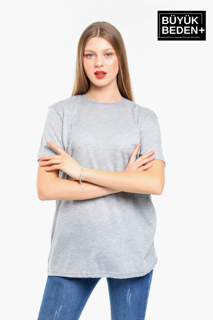 Kadın Büyük Beden Bisiklet Yaka Tshırt SPR25BTSK10