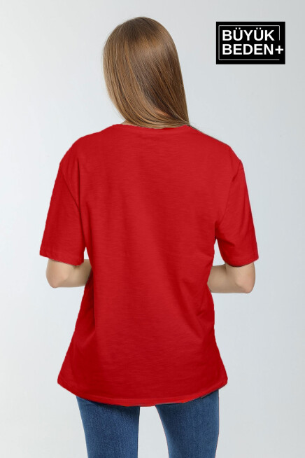 Kadın Büyük Beden Chefs Selection Baskılı Bisiklet Yaka Tshırt SPR25BTSK908