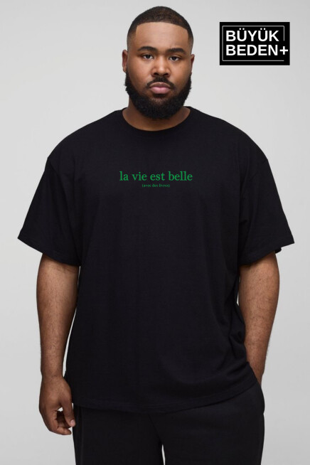 Erkek Büyük Beden L.v. Est Belle Baskılı Bisiklet Yaka Tshırt SPR25BT910