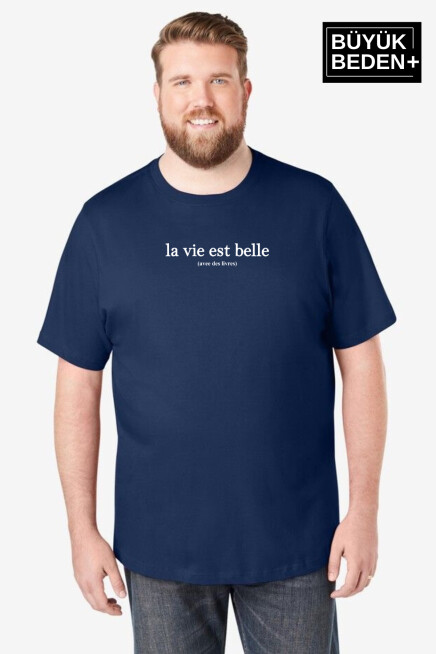 Erkek Büyük Beden L.v. Est Belle Baskılı Bisiklet Yaka Tshırt SPR25BT910