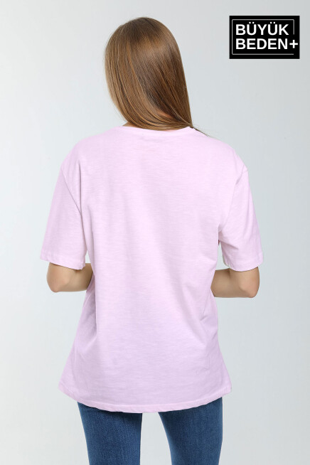 Kadın Büyük Beden Unified Collective Baskılı Bisiklet Yaka Tshırt SPR25BTSK905