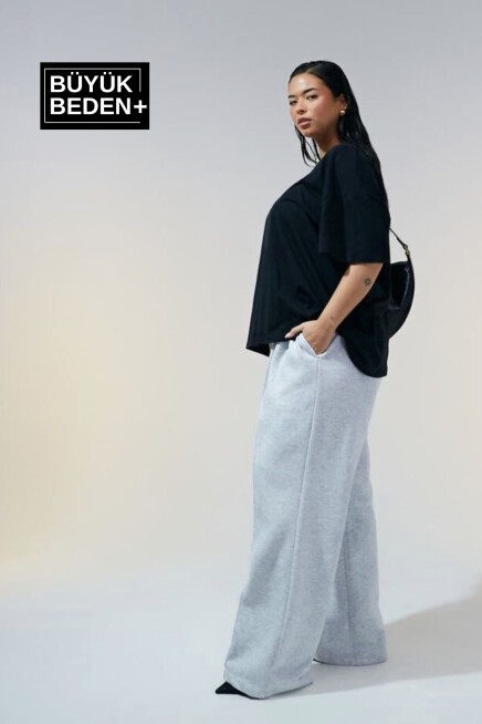 Kadın Büyük Beden Willams.Brooklyn Baskılı Bisiklet Yaka Tshırt SPR25BTSK15