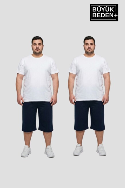 Büyük Beden Erkek 2’li Kapri Şort Rahat Kalıp Seti 3XL-6XL  SPR26BSR591+2