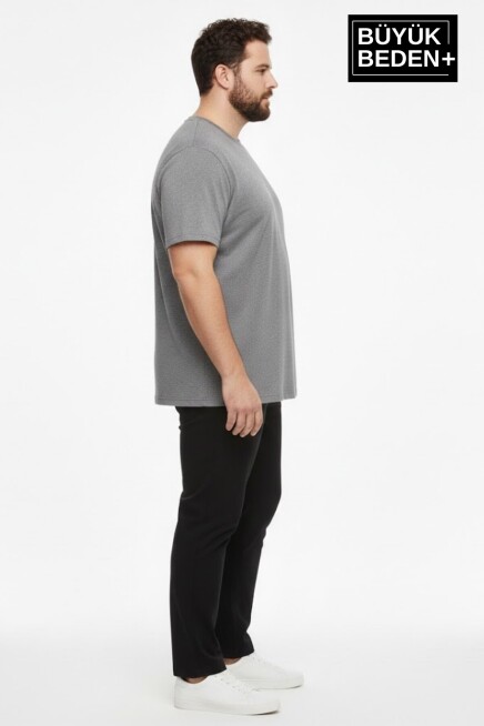 Büyük Beden Erkek Basic  3XL-6XL  Bisiklet Yaka 3lü Tişört Seti SPR26BTS510+3