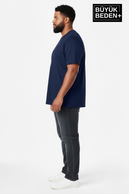 Büyük Beden Erkek Basic  3XL-6XL  Bisiklet Yaka 3lü Tişört Seti SPR26BTS510+3
