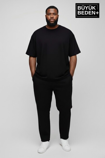 Büyük Beden Erkek Basic  3XL-6XL  Bisiklet Yaka 3lü Tişört Seti SPR26BTS510+3