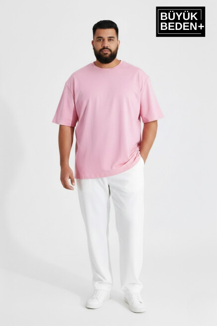 Büyük Beden Erkek Basic Tişört – Pamuklu Düz T-Shirt 3XL-6XL SPR26BTS10