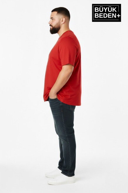 Büyük Beden Erkek Basic Tişört – Pamuklu Düz T-Shirt 3XL-6XL SPR26BTS10