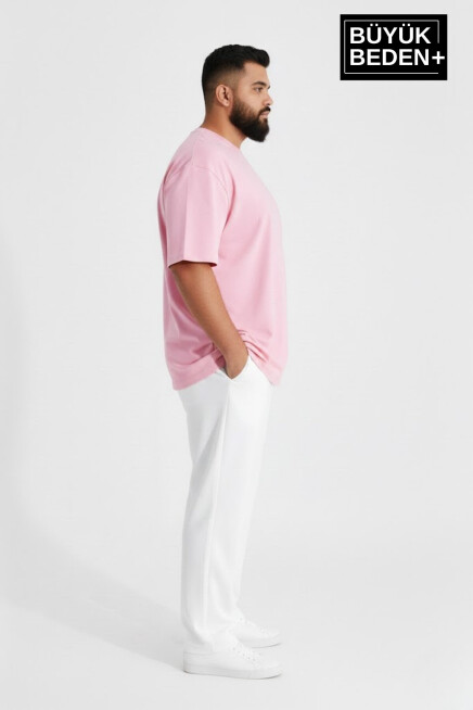 Büyük Beden Erkek Basic Tişört – Pamuklu Düz T-Shirt 3XL-6XL SPR26BTS510